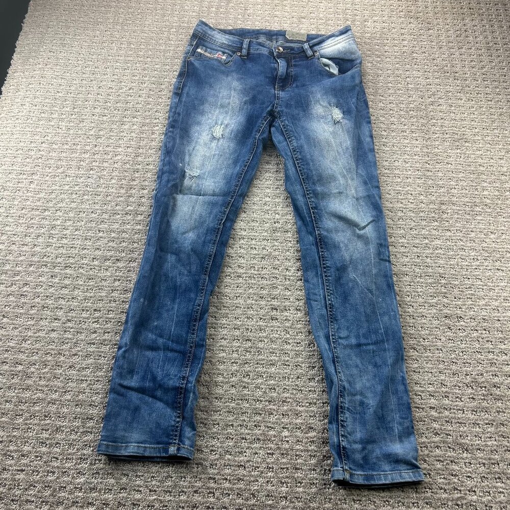 Diesel Industry Distressed Skinny Jeans Girl Kids Size Youth 14Y Blue Denim